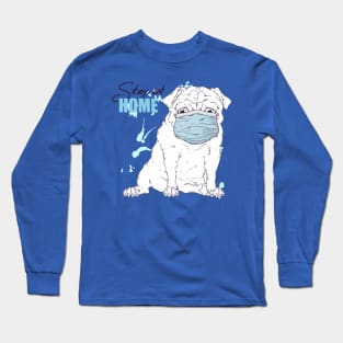 dog wearing mask - stay at home Long Sleeve T-Shirt